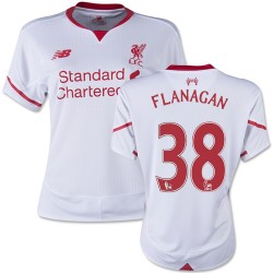 Women's 38 Jon Flanagan Liverpool FC Jersey - 15/16 England Football Club New Balance Authentic White Away Soccer Short Shirt