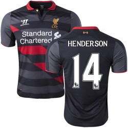 Men's 14 Jordan Henderson Liverpool FC Jersey - 14/15 England Football Club Warrior Replica Black Third Soccer Short Shirt