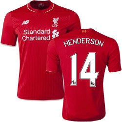 Men's 14 Jordan Henderson Liverpool FC Jersey - 15/16 England Football Club New Balance Replica Red Home Soccer Short Shirt