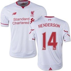 Youth 14 Jordan Henderson Liverpool FC Jersey - 15/16 England Football Club New Balance Authentic White Away Soccer Short Shirt