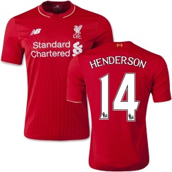 Youth 14 Jordan Henderson Liverpool FC Jersey - 15/16 England Football Club New Balance Replica Red Home Soccer Short Shirt