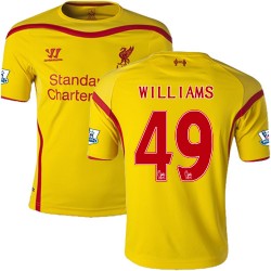 Men's 49 Jordan Williams Liverpool FC Jersey - 14/15 England Football Club Warrior Authentic Yellow Away Soccer Short Shirt