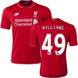 Men's 49 Jordan Williams Liverpool FC Jersey - 15/16 England Football Club New Balance Authentic Red Home Soccer Short Shirt