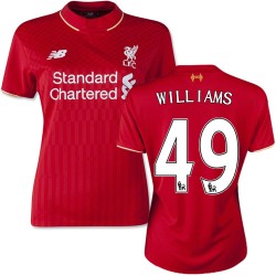 Women's 49 Jordan Williams Liverpool FC Jersey - 15/16 England Football Club New Balance Replica Red Home Soccer Short Shirt