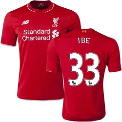 Men's 33 Jordon Ibe Liverpool FC Jersey - 15/16 England Football Club New Balance Replica Red Home Soccer Short Shirt