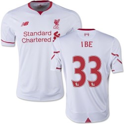 Youth 33 Jordon Ibe Liverpool FC Jersey - 15/16 England Football Club New Balance Authentic White Away Soccer Short Shirt