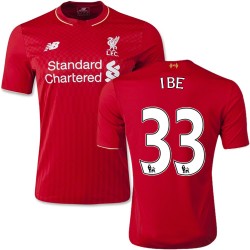 Youth 33 Jordon Ibe Liverpool FC Jersey - 15/16 England Football Club New Balance Replica Red Home Soccer Short Shirt