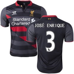 Men's 3 Jose Enrique Liverpool FC Jersey - 14/15 England Football Club Warrior Authentic Black Third Soccer Short Shirt