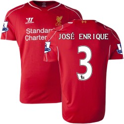 Men's 3 Jose Enrique Liverpool FC Jersey - 14/15 England Football Club Warrior Authentic Red Home Soccer Short Shirt