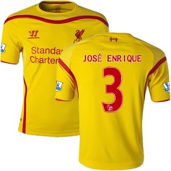 Men's 3 Jose Enrique Liverpool FC Jersey - 14/15 England Football Club Warrior Authentic Yellow Away Soccer Short Shirt