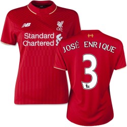 Women's 3 Jose Enrique Liverpool FC Jersey - 15/16 England Football Club New Balance Authentic Red Home Soccer Short Shirt