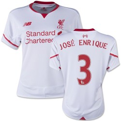 Women's 3 Jose Enrique Liverpool FC Jersey - 15/16 England Football Club New Balance Authentic White Away Soccer Short Shirt
