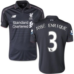 Youth 3 Jose Enrique Liverpool FC Jersey - 15/16 England Football Club New Balance Authentic Black Third Soccer Short Shirt