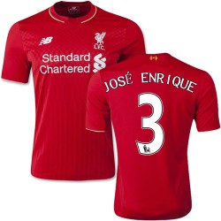 Youth 3 Jose Enrique Liverpool FC Jersey - 15/16 England Football Club New Balance Authentic Red Home Soccer Short Shirt
