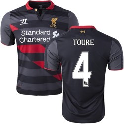 Men's 4 Kolo Toure Liverpool FC Jersey - 14/15 England Football Club Warrior Authentic Black Third Soccer Short Shirt