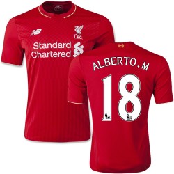Youth 18 Alberto Moreno Liverpool FC Jersey - 15/16 England Football Club New Balance Authentic Red Home Soccer Short Shirt