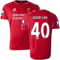 Men's 40 Krisztian Adorjan Liverpool FC Jersey - 14/15 England Football Club Warrior Replica Red Home Soccer Short Shirt