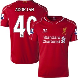 Youth 40 Krisztian Adorjan Liverpool FC Jersey - 14/15 England Football Club Warrior Replica Red Home Soccer Short Shirt
