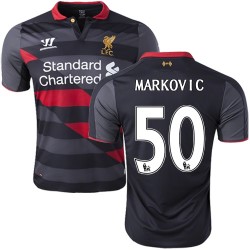 Men's 50 Lazar Markovic Liverpool FC Jersey - 14/15 England Football Club Warrior Replica Black Third Soccer Short Shirt