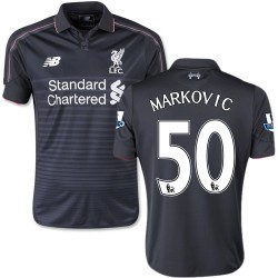 Youth 50 Lazar Markovic Liverpool FC Jersey - 15/16 England Football Club New Balance Authentic Black Third Soccer Short Shirt