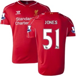 Men's 51 Lloyd Jones Liverpool FC Jersey - 14/15 England Football Club Warrior Authentic Red Home Soccer Short Shirt