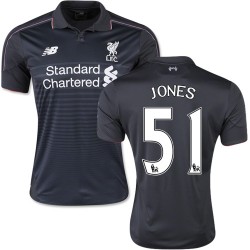 Men's 51 Lloyd Jones Liverpool FC Jersey - 15/16 England Football Club New Balance Authentic Black Third Soccer Short Shirt